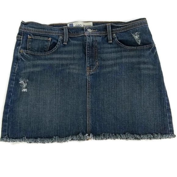 GAP Dresses & Skirts - Gap Women's Mini Skirt Stretch Denim Distressed 12